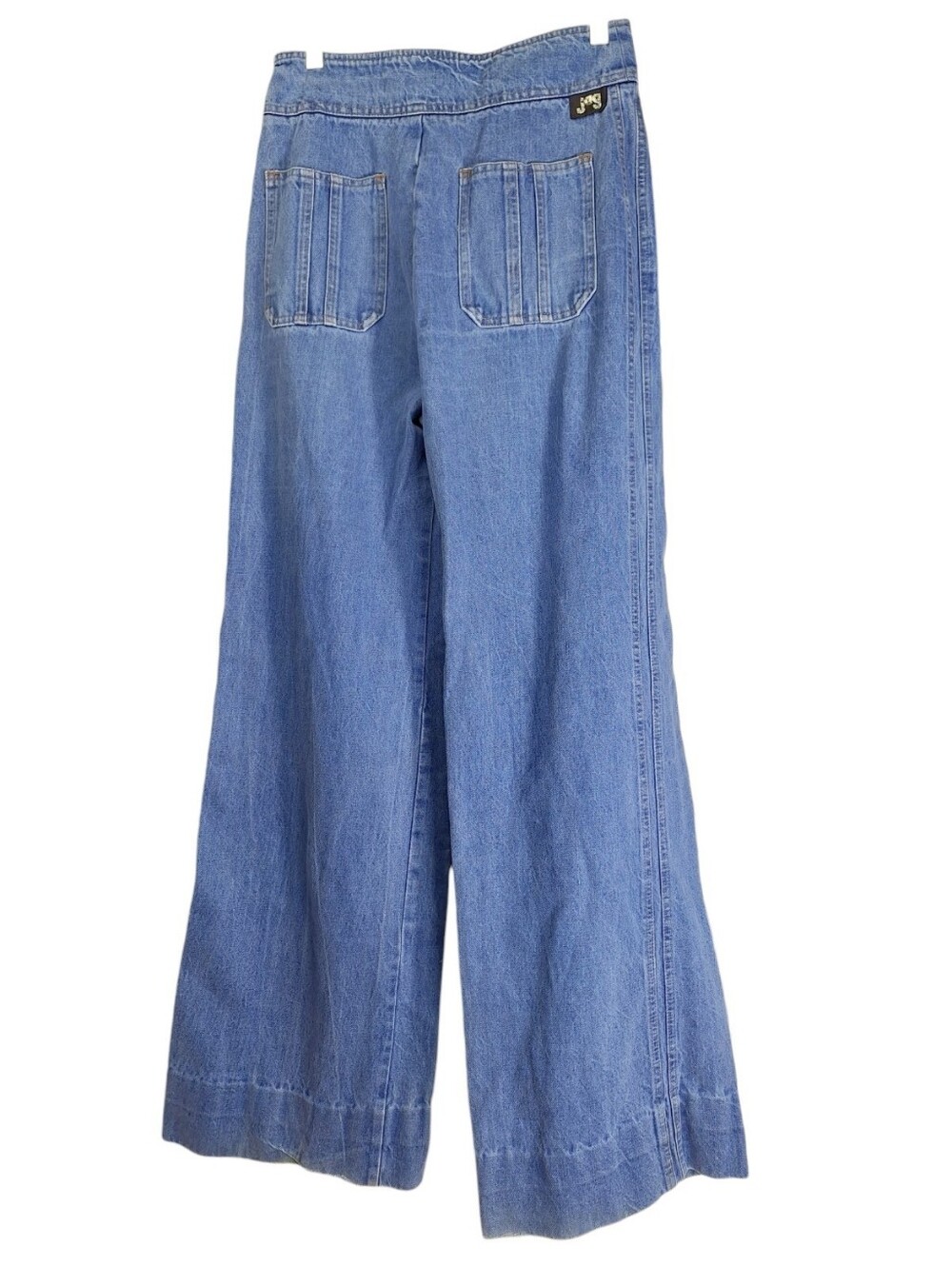 Vintage 70s Jag Sailor Jeans High Waist Wide Leg Denim Sz 29x32 Blue Hippie Boho - Picture 2 of 9